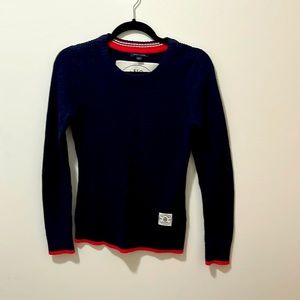 Tommy H cable knit navy blue sweater